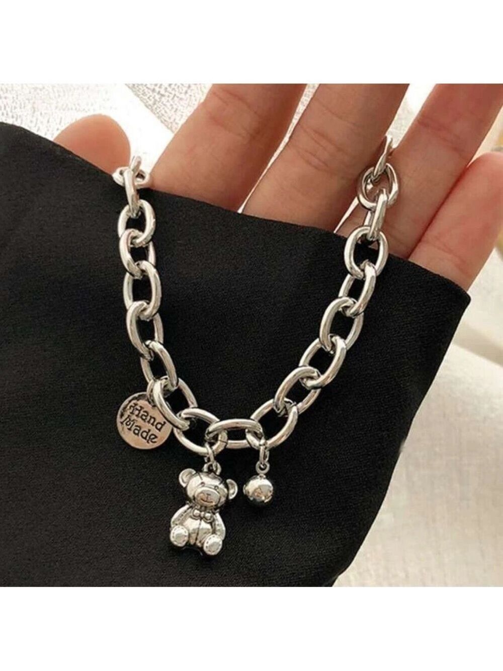 Charm bracelet bear pendant handmade boutique